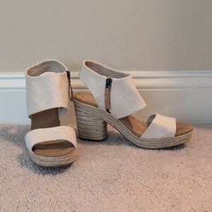 Toms Cream Wedge Sandals